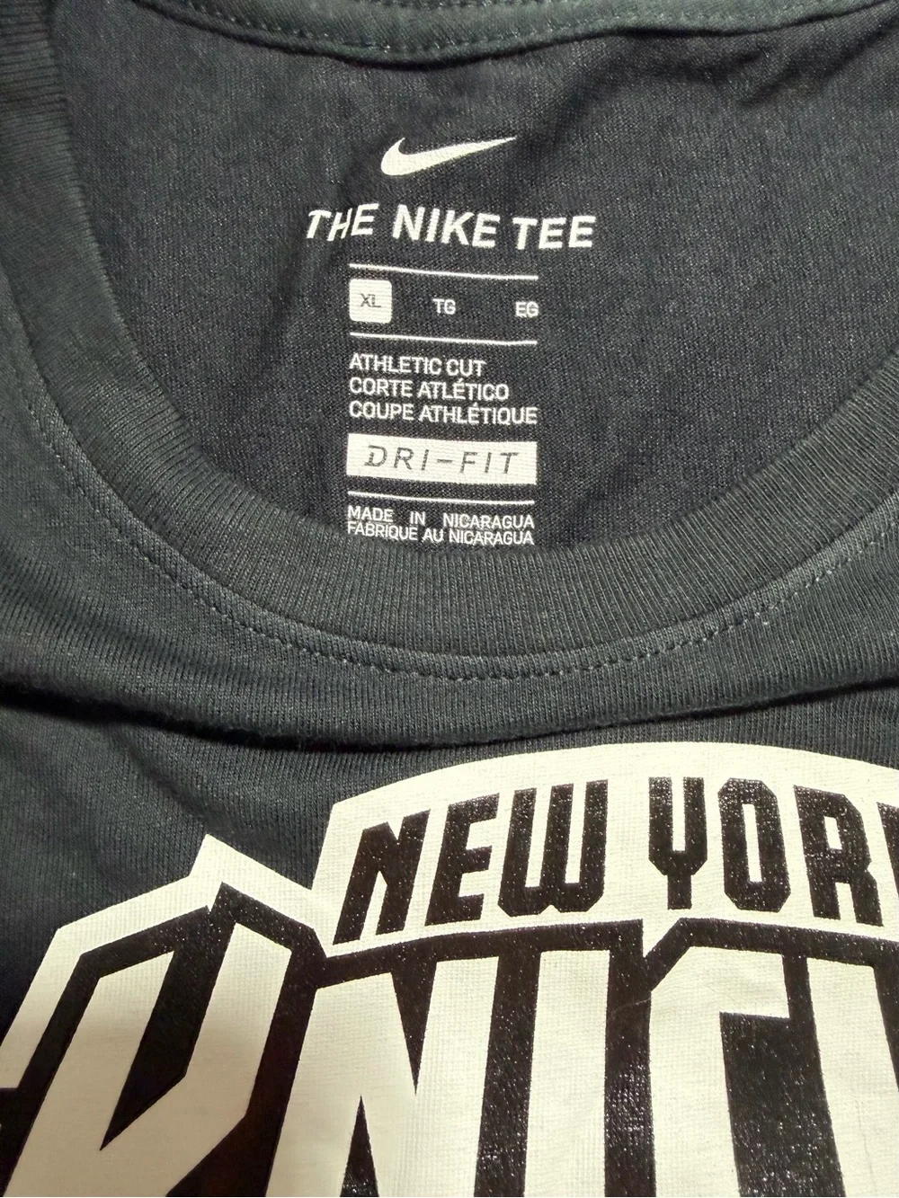 Jordan Men’s Black New York Knicks Graphic Tee with White Logo